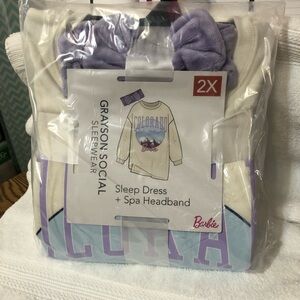 Grayson Social Colorado Barbie sleepwear sleepsress and spa headband set juniors